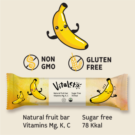 Батончик фруктово-злаковый VitaLeto "Банановый", 6 шт. х 30 г